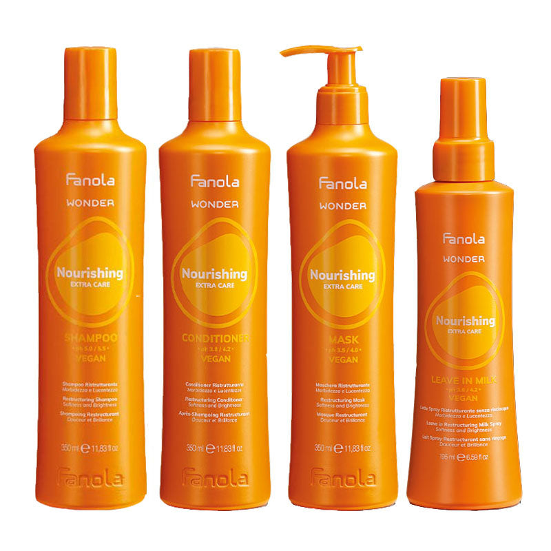 FANOLA Kit Wonder Nourishing Shampoo 350ml + Conditioner 350ml + Mask 350ml + Milk Spray 195ml