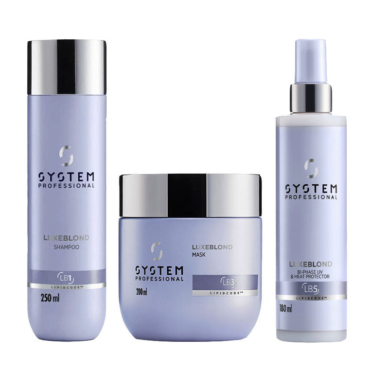 SYSTEM PROFESSIONAL Kit Luxeblond Shampoo 250ml + Mask 200ml + Bi-Phase UV & Heat Protector 180ml