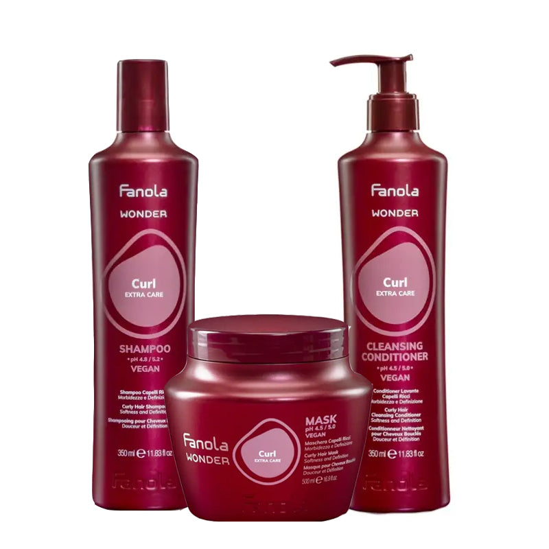FANOLA Kit Wonder Curl Shampoo 350ml + Mask 500ml + Conditioner 350ml
