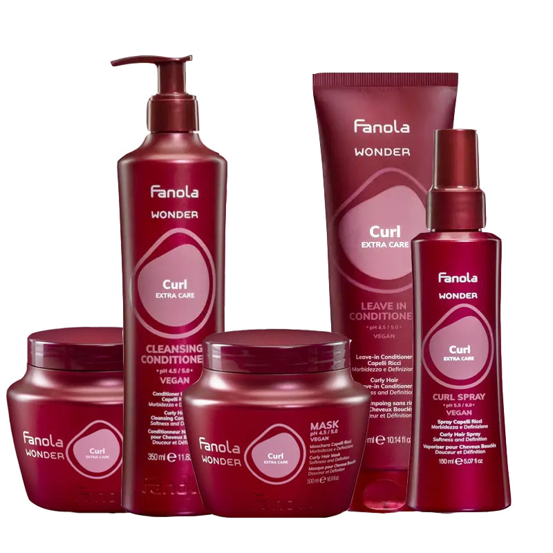 FANOLA Kit Wonder Curl Pre Treatment 500ml + Conditioner 350ml + Mask 500ml + Leave In 300ml + Spray 150ml