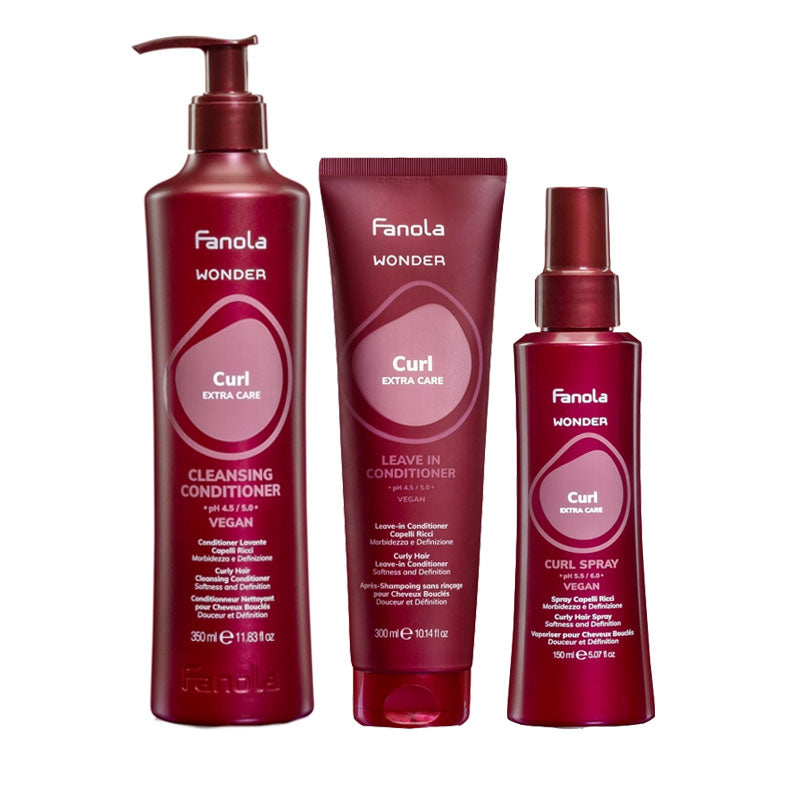 FANOLA Kit Wonder Curl Cleansing Conditioner 350ml + Leave In 300ml + Spray 150ml