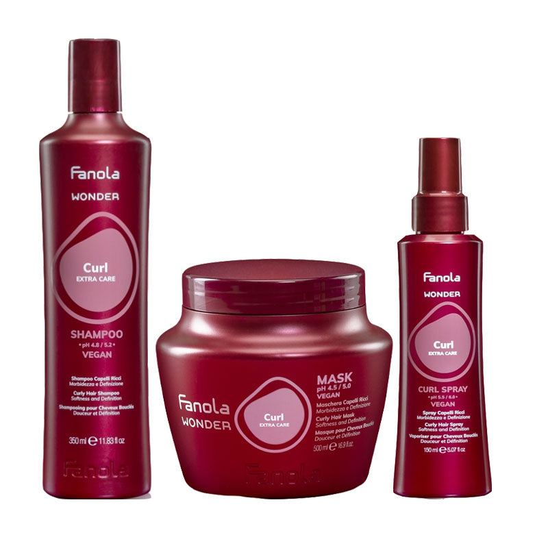 FANOLA Kit Wonder Curl Shampoo 350ml + Maschera 500ml + Spray 150ml