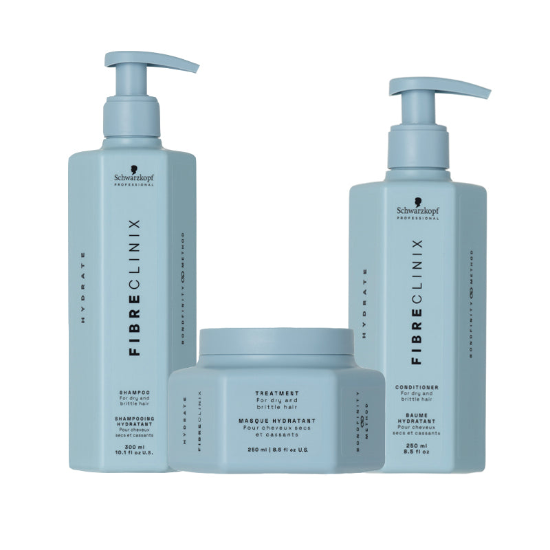 SCHWARZKOPF Kit Fibre Clinix Hydrate Shampoo 300ml + Mask 250ml + Conditioner 250ml