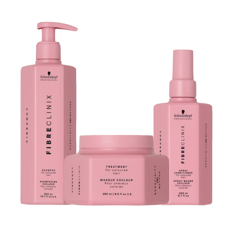 SCHWARZKOPF Kit Fibre Clinix Vibrancy Shampoo 300ml + Mask 250ml + Spray Conditioner 200ml