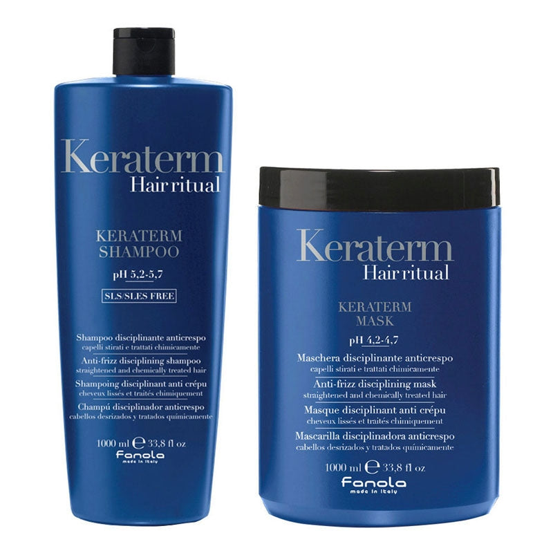 FANOLA Kit Keraterm Shampoo Anticrespo 1000ml + Maschera Anticrespo 1000ml