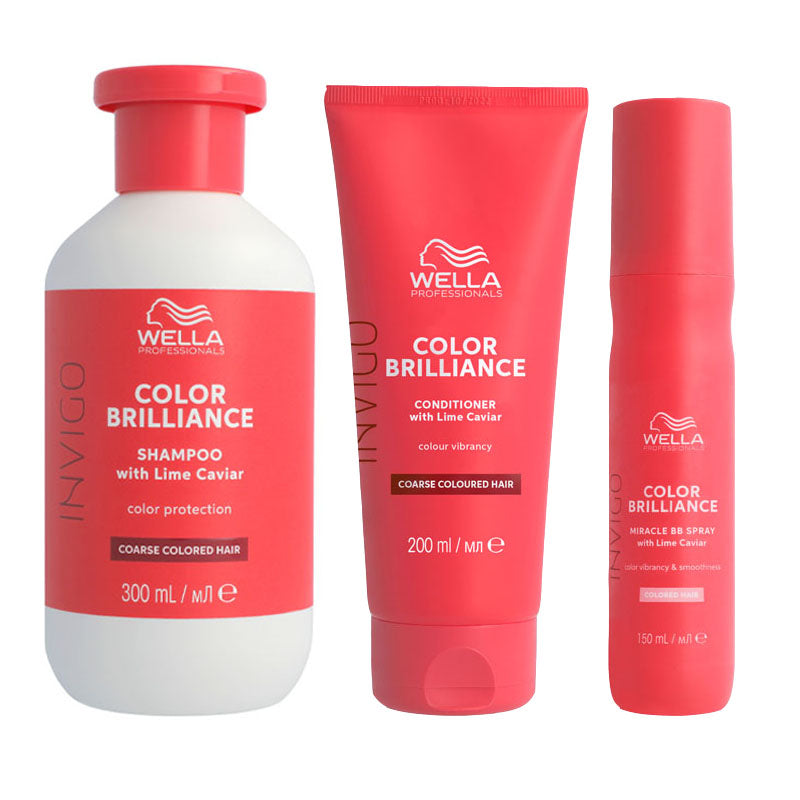 WELLA Kit Invigo Color Brilliance Capelli Spessi Shampoo 300ml + Conditioner 200ml + Miracle BB Spray 150ml
