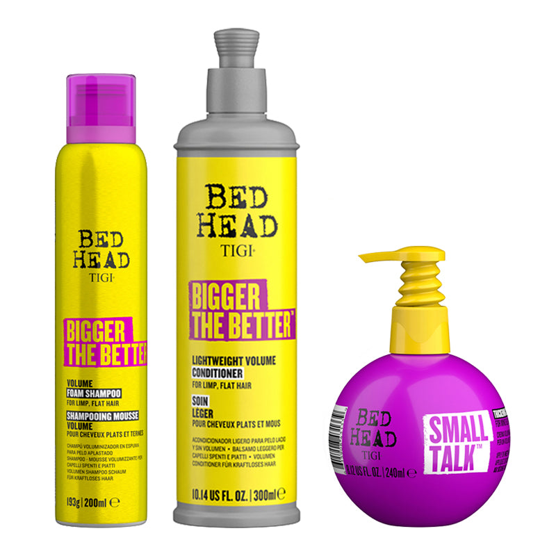 TIGI Kit Bed Head Volume Bigger Shampoo 200ml + Conditioner 300ml + Small Talk Thickening Cream 240ml