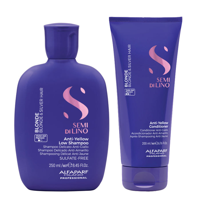 ALFAPARF MILANO Kit Semi Di Lino Anti-Yellow Low Shampoo 250ml + Conditioner 200ml