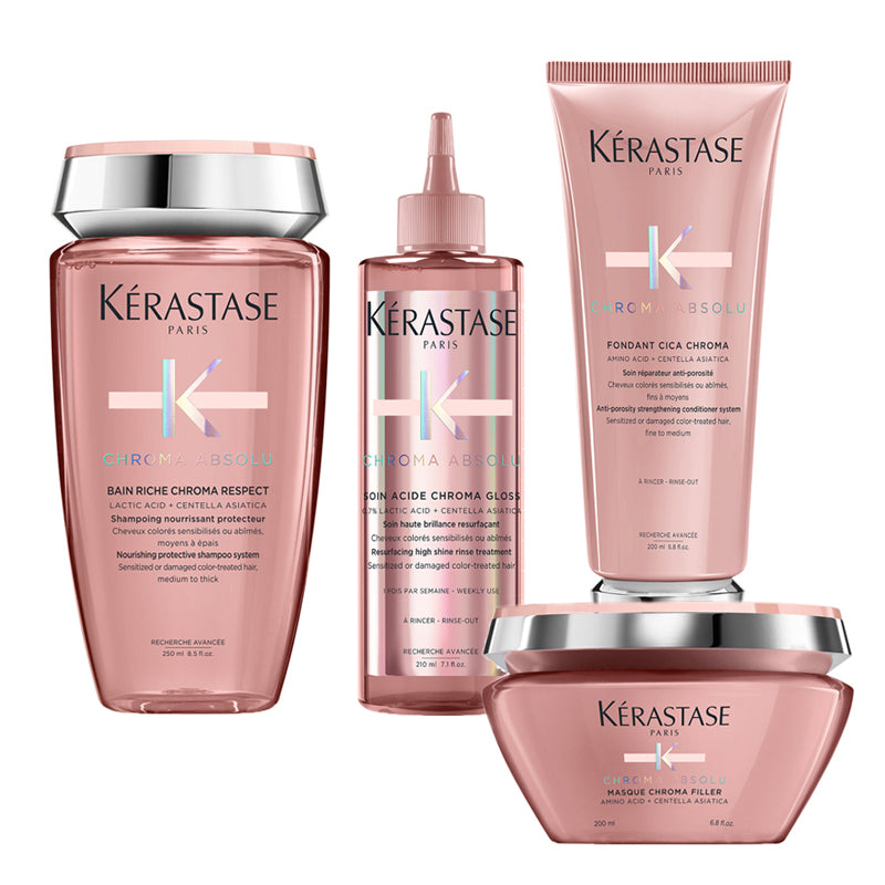 KERASTASE Kit Completo Chroma Absolu Bain Riche Respect 250ml + Soin Acide Gloss 210ml + Fondant 200ml + Masque 200ml