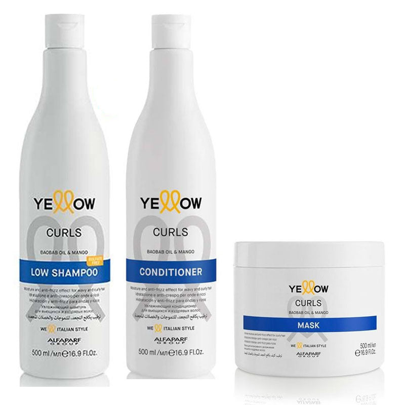 ALFAPARF Yellow Kit Curls Shampoo 500ml + Conditioner 500ml + Mask 500ml