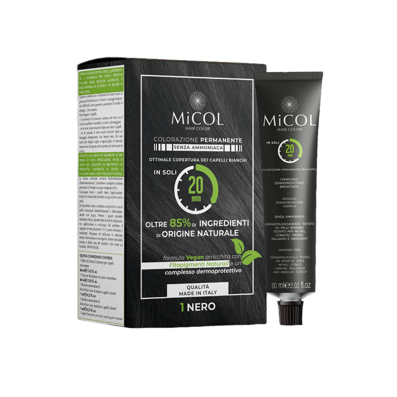 FARMAGAN Micol Set Colorazione Permanente Senza Ammoniaca Vegan Colore 1 NERO