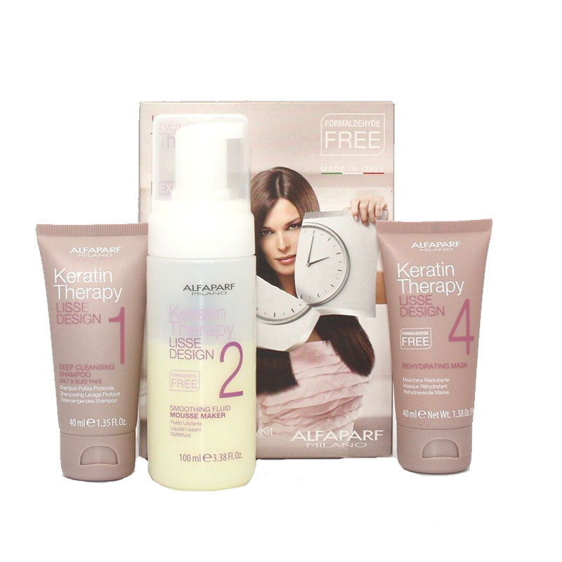 ALFAPARF MILANO Keratin Therapy Lisse Design Set Shampoo 1 40ml + Mask 4 40ml +  Smoothing Fluid 2 100ml