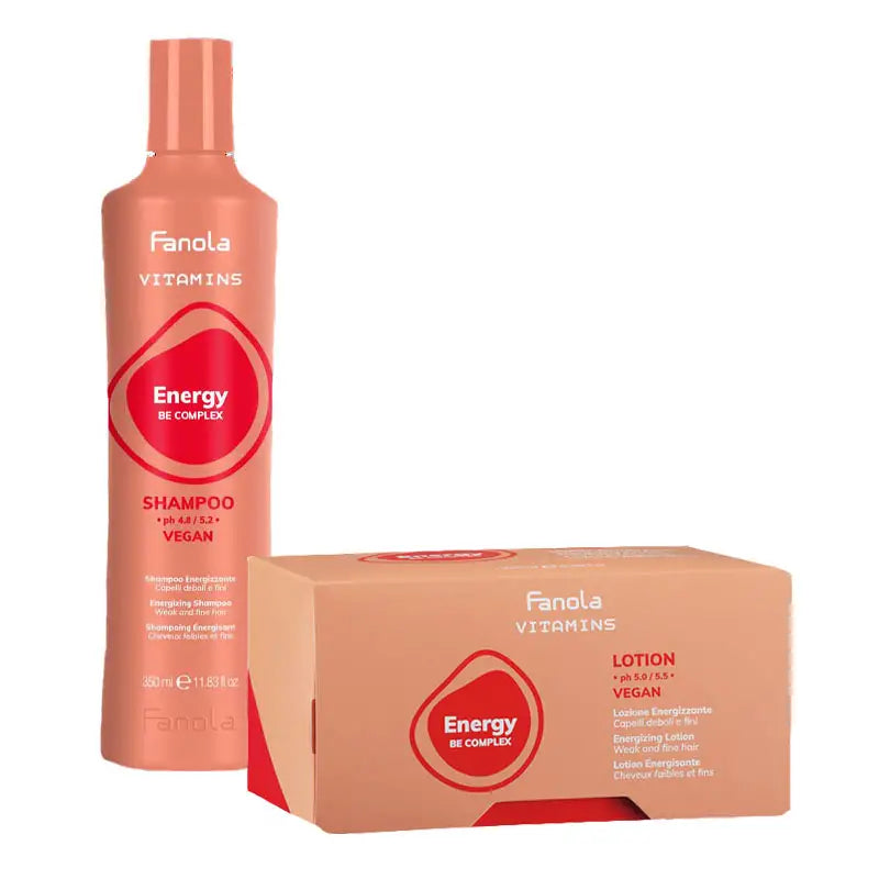 FANOLA Kit Vitamins Energy Vegan Shampoo 350ml + Lotion 12x10ml