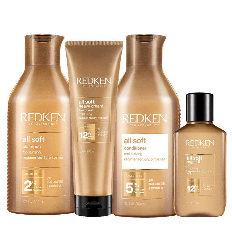 REDKEN Kit All Soft Shampoo 300ml+ Mask 250ml + Cond 300ml + Oil 111ml