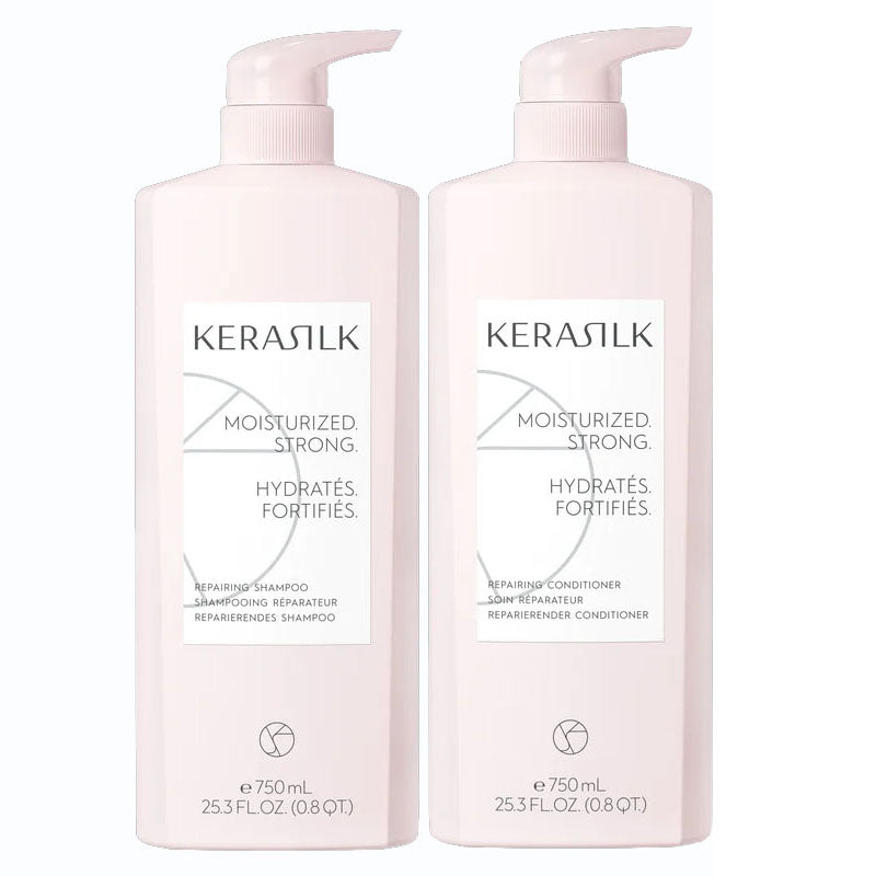 KERASILK Kit Essentials Reparing Shampoo 750ml + Conditioner 750ml