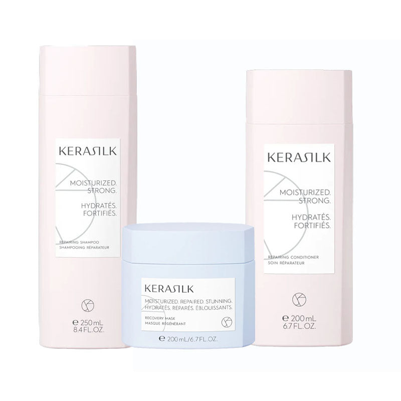 KERASILK Kit Essentials Reparing Shampoo 250ml + Mask  200ml + Conditioner 200ml