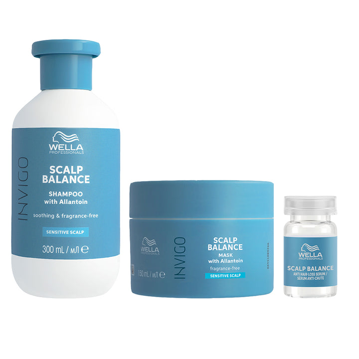 WELLA PROFESSIONALS Kit Invigo Scalp Balance Shampoo Sensitive 300ml + Maschera Sensitive 150ml + Anti Hair-Loss Serum 8x6ml