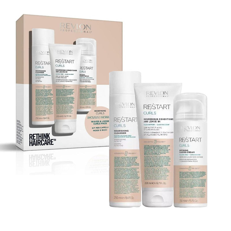 REVLON PROFESSIONAL Restart Pack Curls Shampoo 250ml + Conditioner 200ml +  Defining Cream 150ml