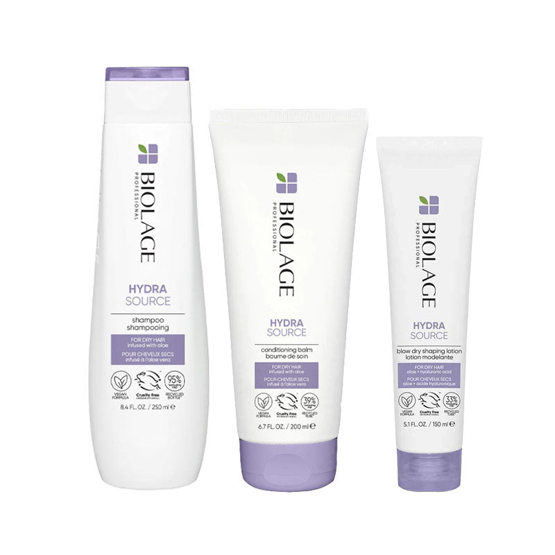 BIOLAGE Kit HydraSource Shampoo 250ml + Conditioner 200ml +  Blow Dry Shaping Lotion 150ml