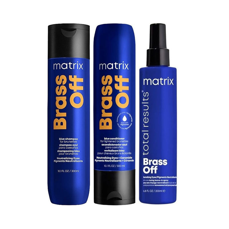 MATRIX TOTAL RESULTS Kit Brass Off Shampoo 300ml + Conditioner 300ml Spray 200ml