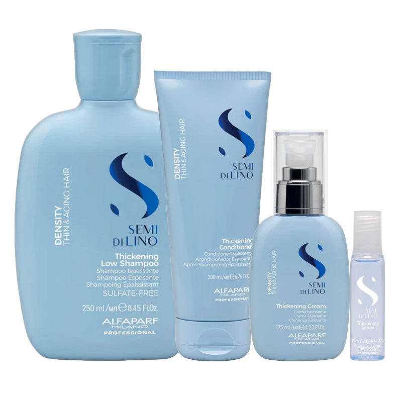 ALFAPARF MILANO kit Semi Di Lino Thickening Low Shampoo 250ml + Conditioner 200ml + Cream 125ml + Lotion 6x13ml