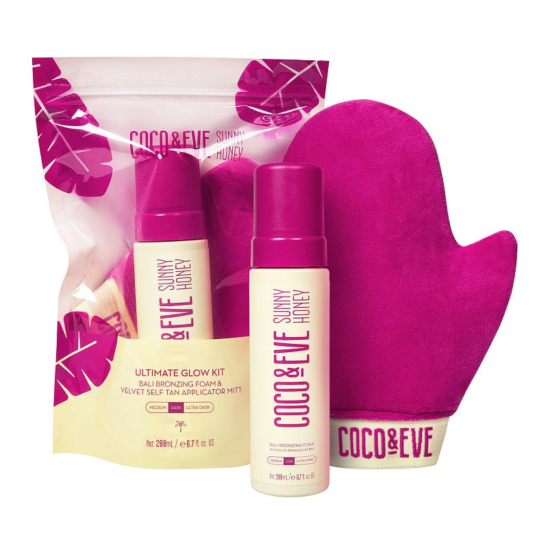 COCO & EVE Set Ultimate Glow Dark Bronzing Foam 200ml + Velvet Self Tan Applicator Mitt