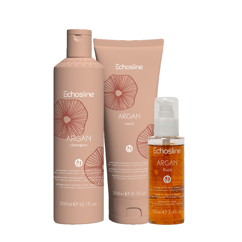 ECHOSLINE Kit Argan Shampoo 300ml + Mask 300ml + Fluid Oil 100ml