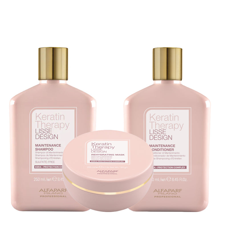 ALFAPARF MILANO Kit Keratin Therapy Lisse Design Shampoo 250ml + Mask 200ml + Conditioner 250ml