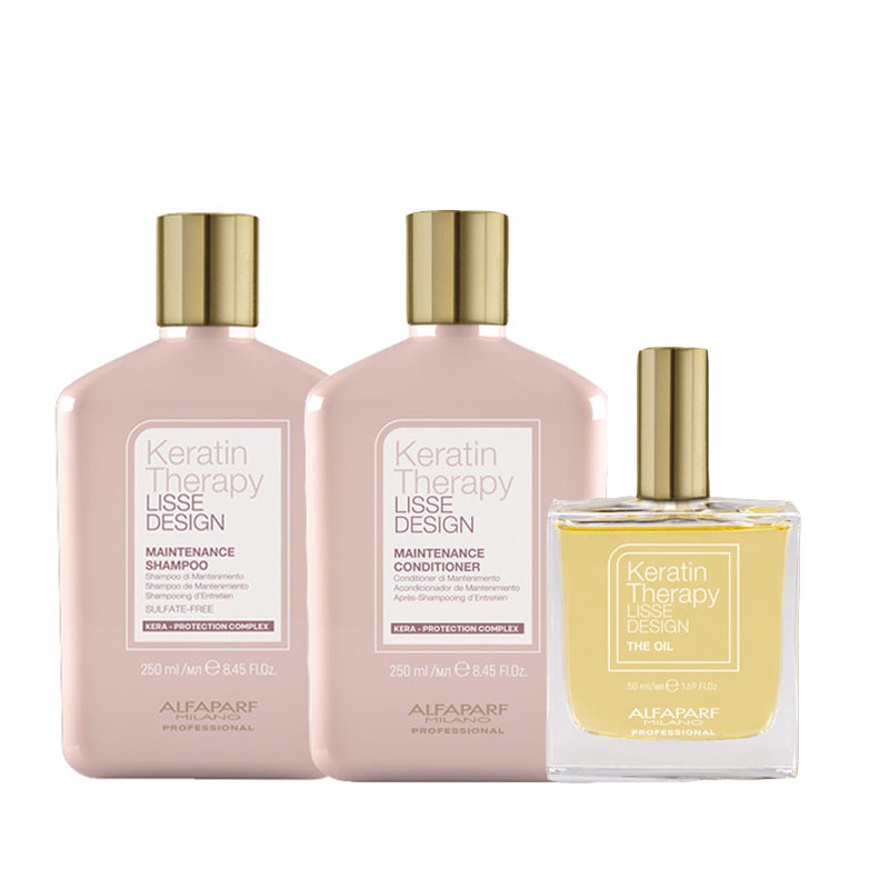 ALFAPARF MILANO Kit Keratin Therapy Lisse Design Shampoo 250ml + Conditioner 250ml + The Oil 50ml