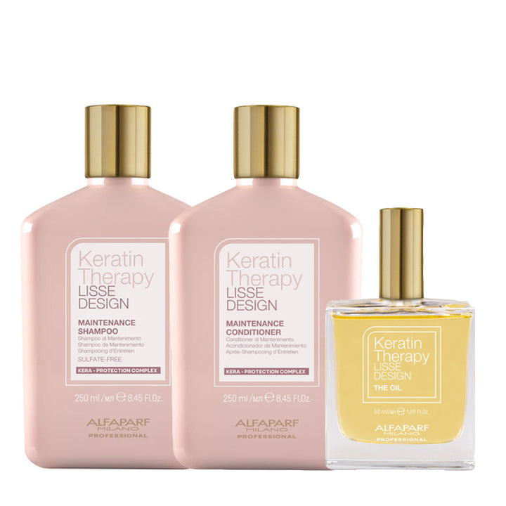 ALFAPARF MILANO Kit Keratin Therapy Lisse Design Shampoo 250ml + Conditioner 250ml + The Oil 50ml
