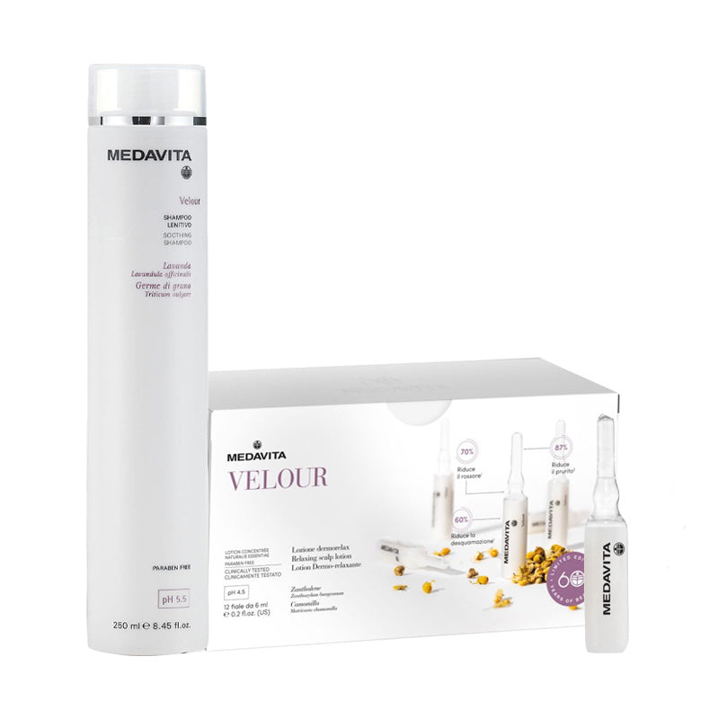 MEDAVITA Kit Velour Shampoo 250ml + Lozione Fiale Dermorelax 12x6ml