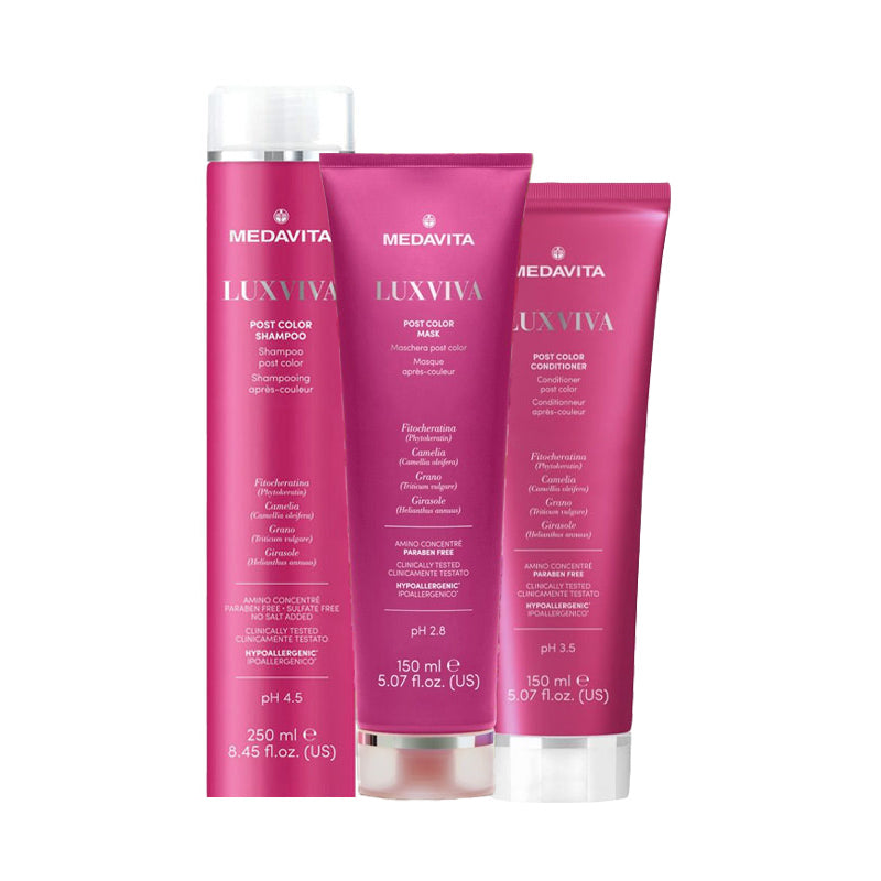 MEDAVITA Kit Luxviva Post Color Shampoo 250ml + Mask 150ml + Conditioner 150ml