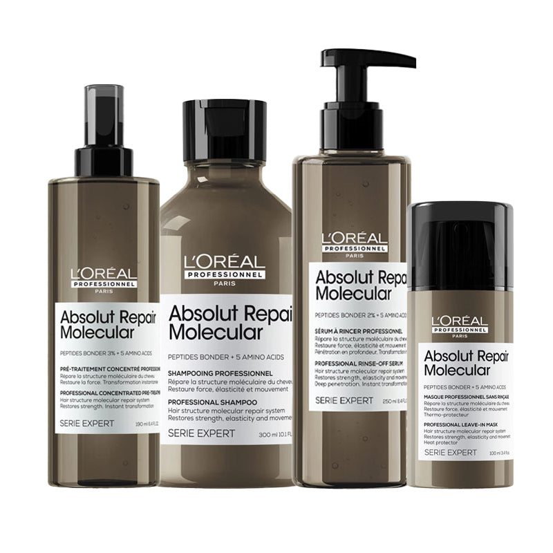 L'OREAL Kit Serie Expert Absolut Repair Molecular Pre Traitment 190ml +  Shampoo 300ml + Serum 250ml + Mask 100ml