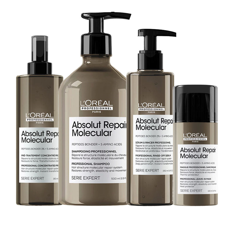 L'OREAL Kit Serie Expert Absolut Repair Molecular Pre Traitment 190ml +  Shampoo 500ml + Serum 250ml + Mask 100ml