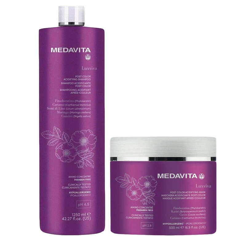 MEDAVITA Kit Luxviva Acidificante Post Colore Shampoo  1250ml + Mask 500ml