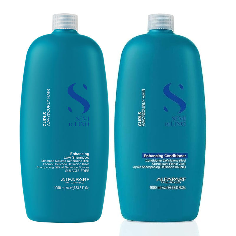 ALFAPARF MILANO Kit Semi Di Lino Curls Enhacing Shampoo 1000ml + Conditioner 1000ml