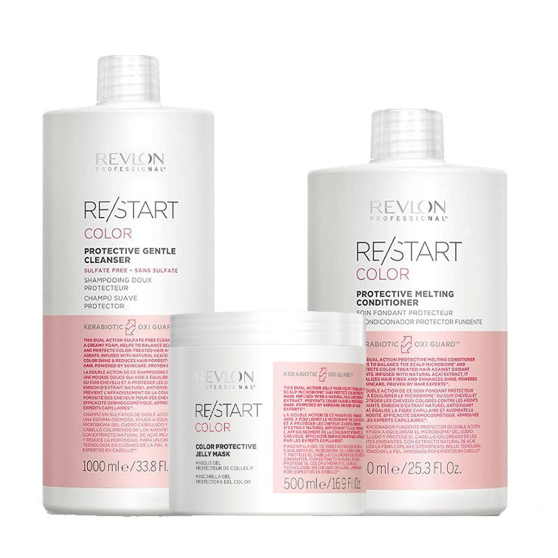 REVLON PROFESSIONAL Kit Restart Color Protective Gentle Shampoo 1000ml + Mask 500ml + Conditioner 750ml