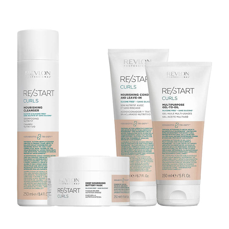 REVLON PROFESSIONAL Kit Restart Curls Shampoo 250ml + Mask 250ml + Conditioner 200ml + Gel-To-Oil 150ml
