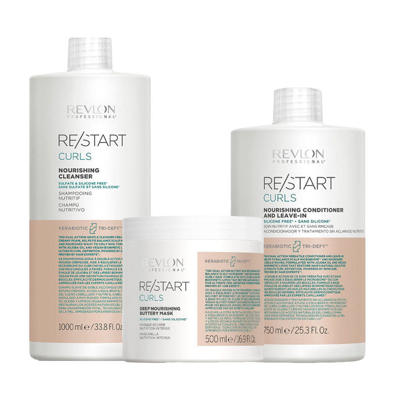 REVLON PROFESSIONAL Kit Restart Curls Shampoo 1000ml + Mask 500ml + Conditioner 750ml