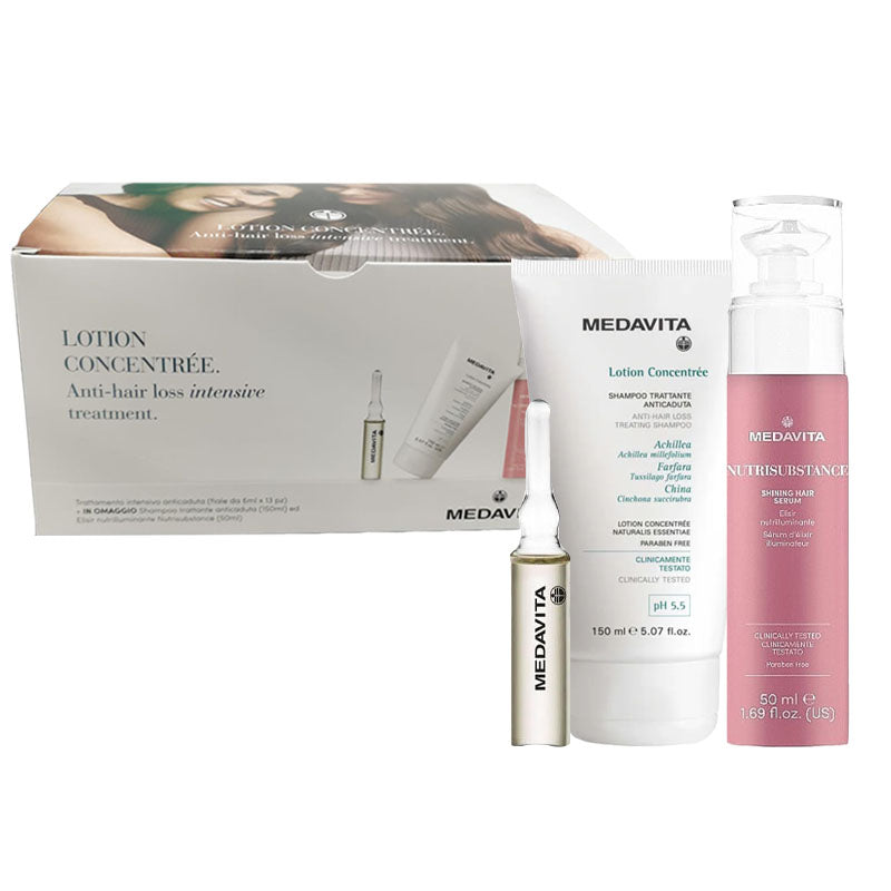 MEDAVITA Lotion Concentrée Anti Hair Loss Intense Treatment Fiale 13x6ml + Shampoo 150ml + Elisir 50ml