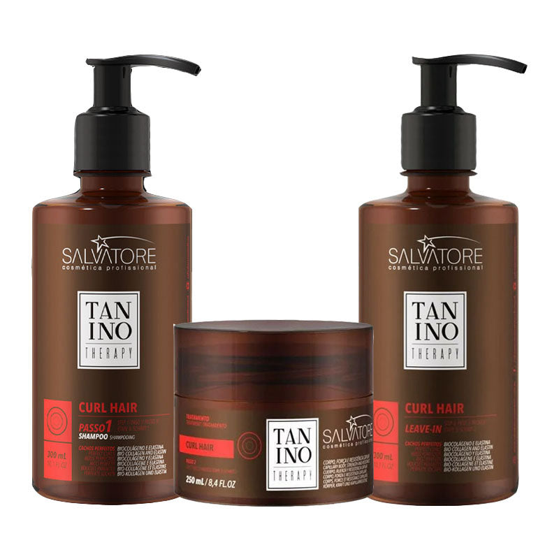SALVATORE COSMETICS Kit Tanino Therapy Curl Hair Shampoo 300ml + Mask 250ml + Leave In 300ml