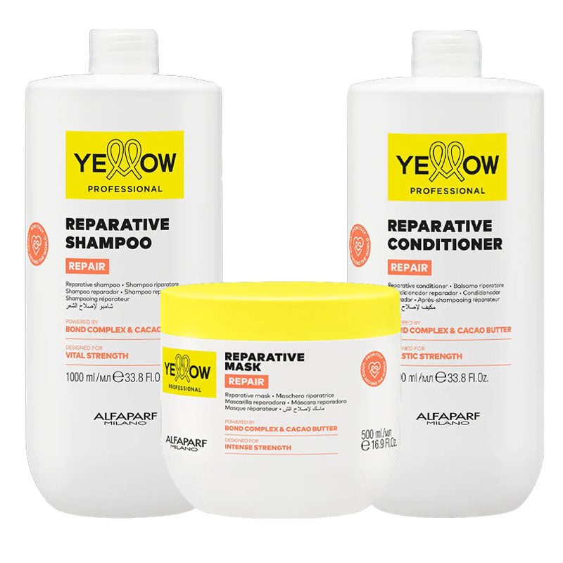ALFAPARF Yellow Kit Repair Reparative Shampoo 1000ml + Mask 500ml + Conditioner 1000ml