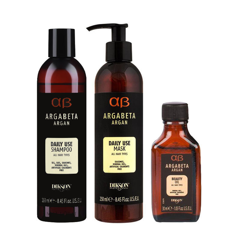 DIKSON Kit Argabeta Argan Daily Use Shampoo 250ml + Mask 250ml + Oil 30ml