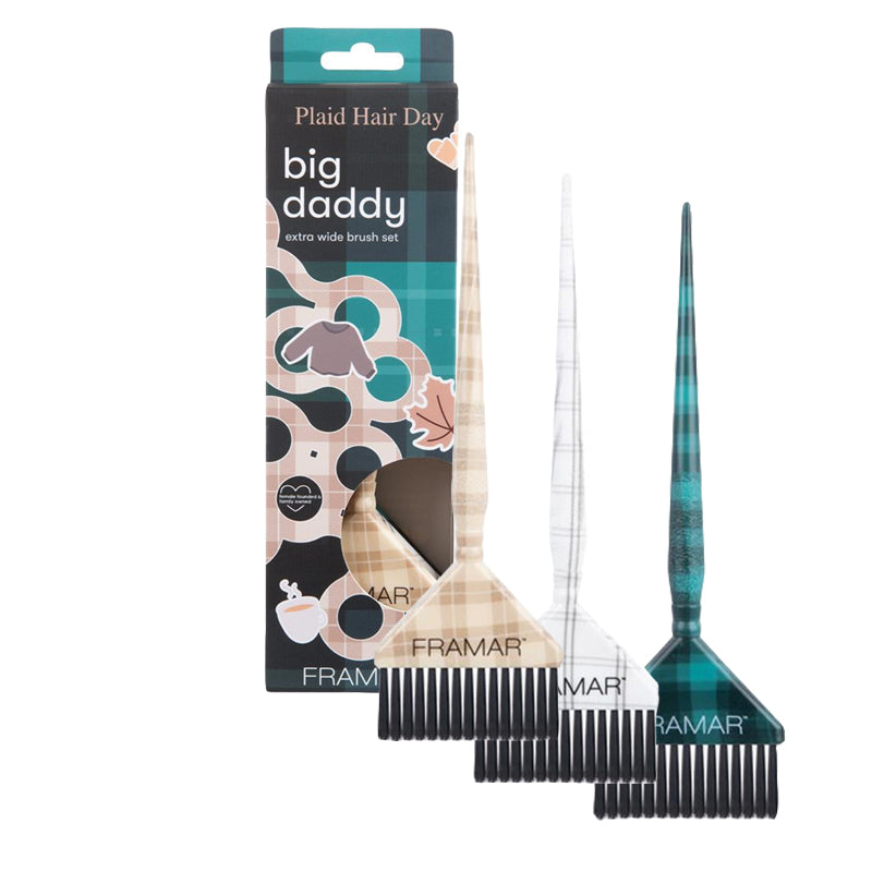 FRAMAR Plaid Hair Day Big Daddy Brush Set 3pz