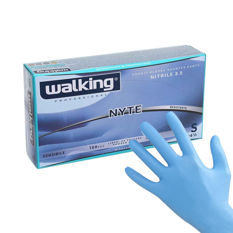 WALKING Guanti Nitrile 3.5 Nyte Indigo 100pz Taglia S