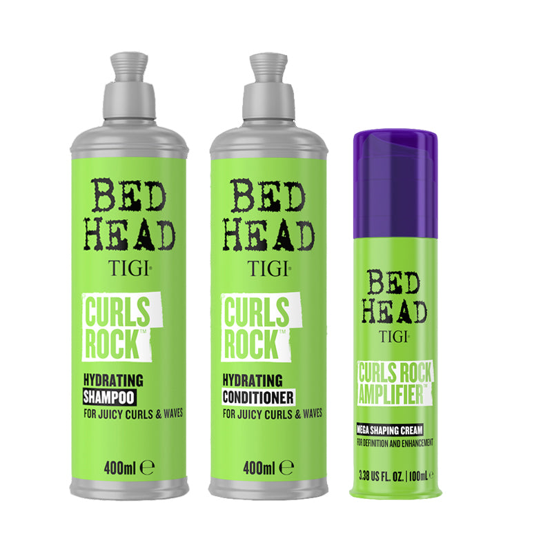 TIGI Kit Bed Head Curls Rock Hydrating Shampoo 400ml + Conditioner 400ml + Curls Rock 100ml