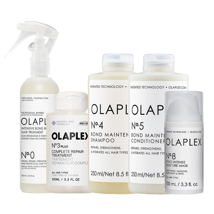 OLAPLEX Kit Bond Builder N°0 155ml + Treatment N°3 Plus 100ml + Shampoo N°4 250ml + Conditioner N°5 250ml + Mask N°8 100ml