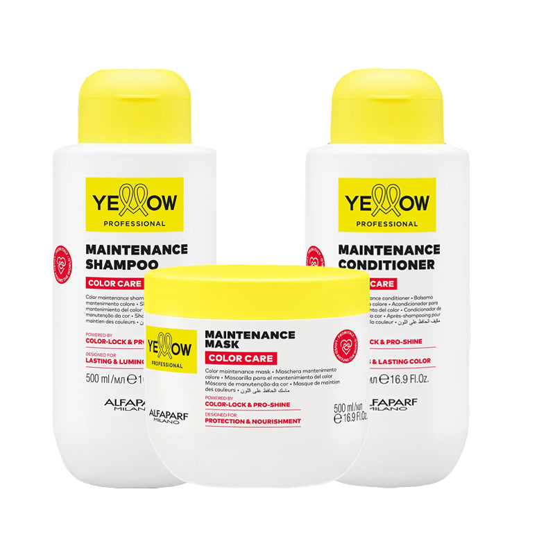 ALFAPARF Yellow Kit Color Care Maintenance Shampoo 500ml + Mask 500ml + Conditioner 500ml