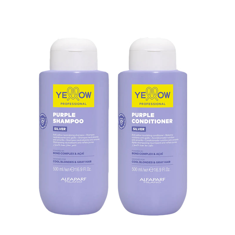 ALFAPARF Yellow Kit Purple Silver Shampoo 500ml + Conditioner 500ml