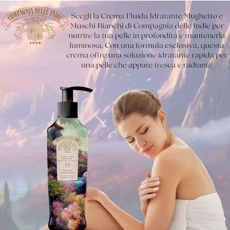 COMPAGNIA DELLE INDIE Crema Fluida Idratante 19 Mughetto E Muschi Bianchi 250ml